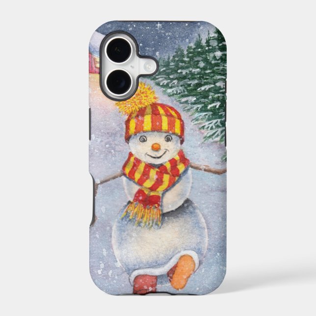 Christmas snowman walking iphone case (Back)