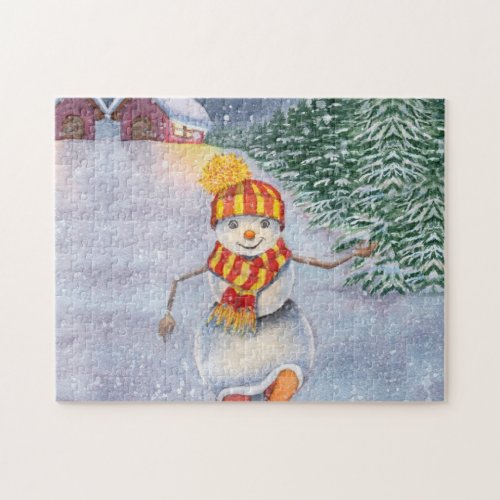 Christmas snowman walking jigsaw puzzle