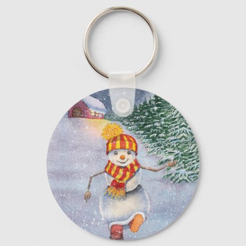 Christmas snowman walking keychain