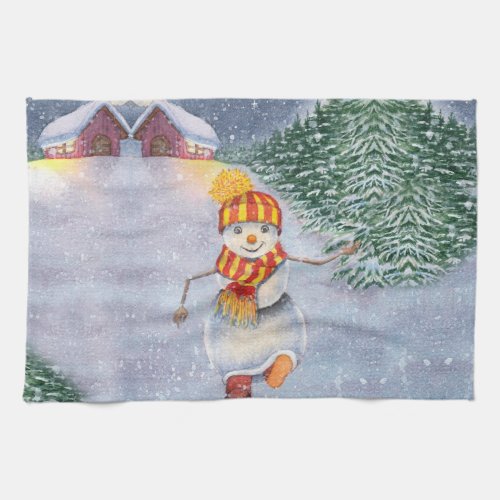 Christmas snowman walking kitchen towel