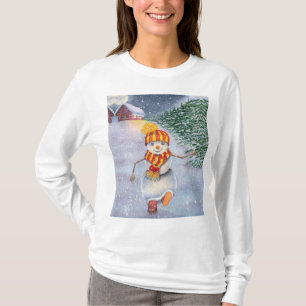 Christmas snowman walking T-Shirt