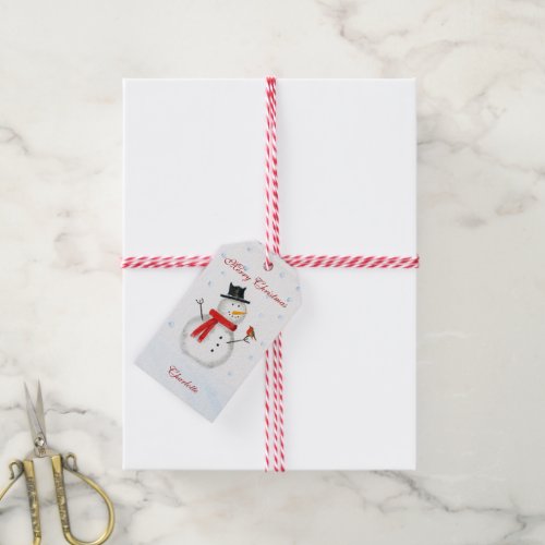 Christmas Snowman Watercolour Gift Tags