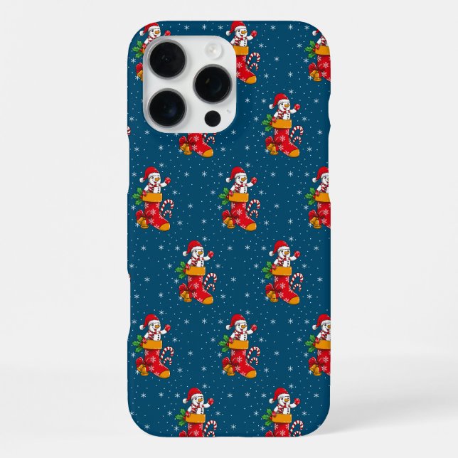 Christmas Snowman Whimsical Pattern Iphone Case (Back)