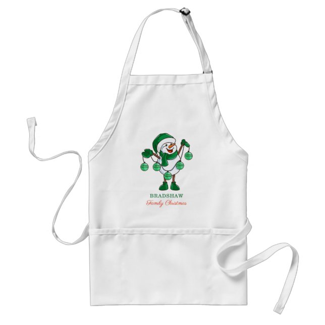 Christmas Snowman with Baubles Family Matching Adult Apron (Front)