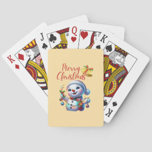 Christmas Snowman with Bells Festive Holiday Art Poker Cards