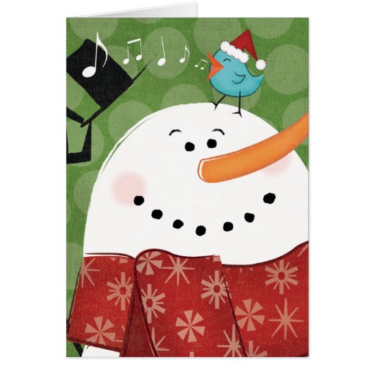Christmas Snowman with Bird Cards (Front)