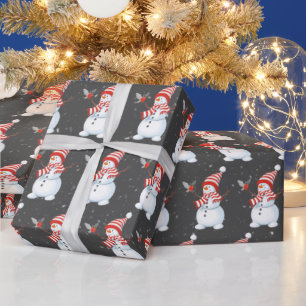 Christmas Snowman with Bird Wrapping Paper