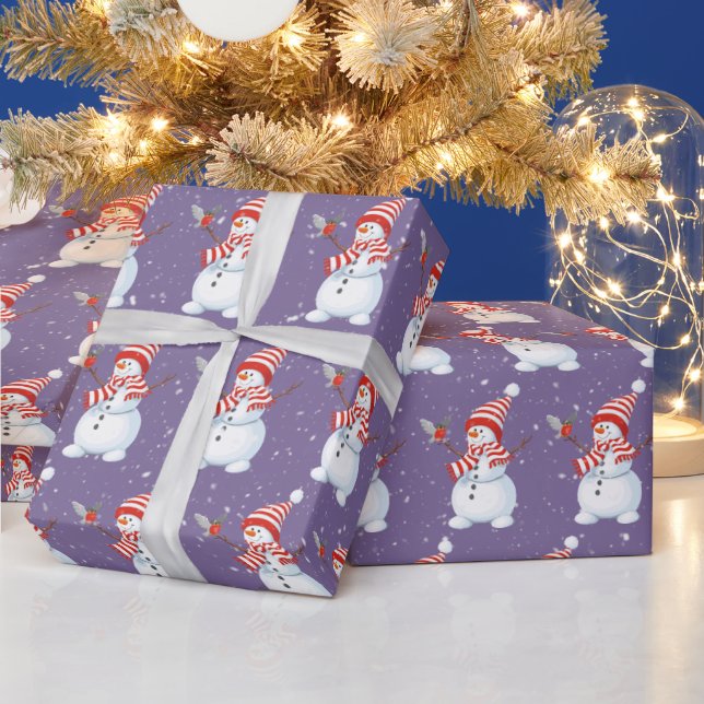 Christmas Snowman with Bird    Wrapping Paper (Holidays)