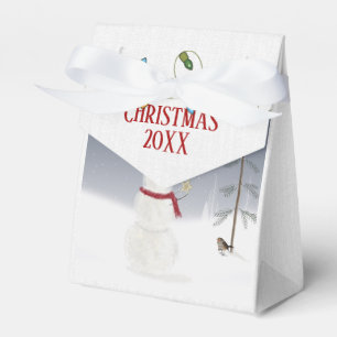 Christmas snowman with gold star for tree favor boxes