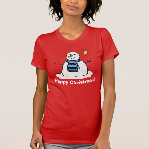 Christmas Snowman with Happy Christmas T_Shirt