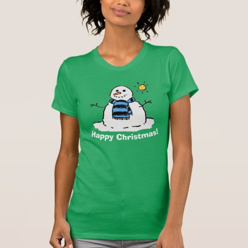 Christmas Snowman with Happy Christmas T_Shirt