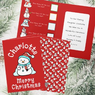 Christmas Snowman With Name | Girls Red Activity