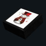 Christmas Snowman with Red Hat Gift Box<br><div class="desc">This Christmas gift box features a cute snowman,  dressed in red and gold surrounded by gold stars.</div>