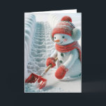 Christmas Snowman With Red Shovel Holiday Card<br><div class="desc">A cheerful snowman dressed in cozy winter accessories shovels a path through the snow with a red shovel and snowflakes.
Text can be changed.</div>