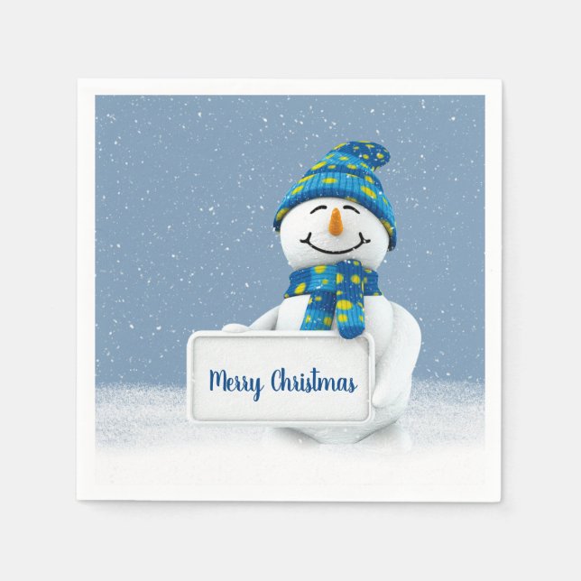Christmas Snowman with Sign Napkins (Front)