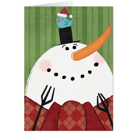Christmas Snowman with Singing Bird Cards (Front)