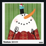 Christmas Snowman with Singing Bird Wall Sticker<br><div class="desc">© Veronique Charron / Wild Apple.  This smiling Christmas Snowman is tipping his hat off to the singing bird perched on his head.</div>