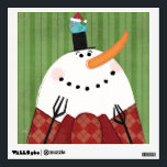 Christmas Snowman with Singing Bird Wall Sticker<br><div class="desc">© Veronique Charron / Wild Apple.  This smiling Christmas Snowman is tipping his hat off to the singing bird perched on his head.</div>
