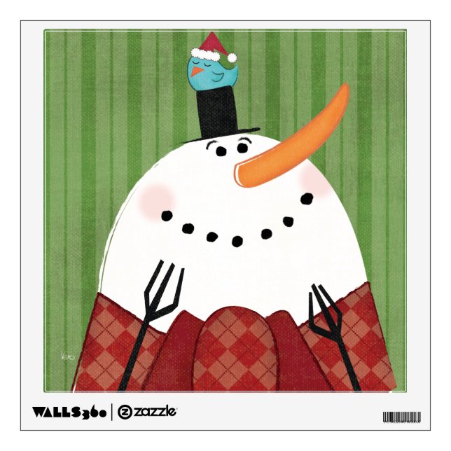 Christmas Snowman with Singing Bird Wall Sticker (Front)