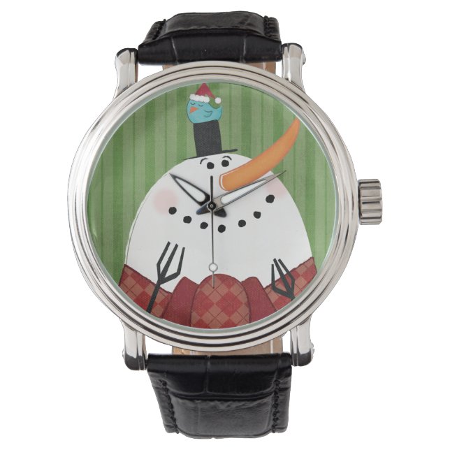 Christmas Snowman with Singing Bird Watch (Front)