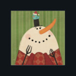 Christmas Snowman with Singing Bird Wood Wall Art<br><div class="desc">© Veronique Charron / Wild Apple.  This smiling Christmas Snowman is tipping his hat off to the singing bird perched on his head.</div>