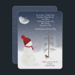 Christmas Snowman with star party Invitation<br><div class="desc">Cute snowman with red hat and scarf holding a gold star ornament for pine tree in snowflakes.</div>