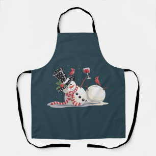 Christmas Snowman With Wine Gift Xmas Drinking Apron