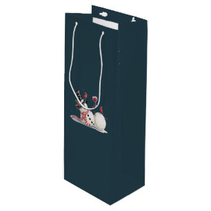 Christmas Snowman With Wine Gift Xmas Drinking Bag