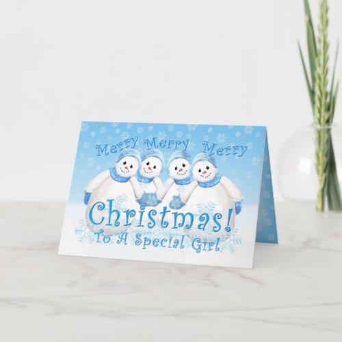 Christmas Snowman Wonderland for Girl Card