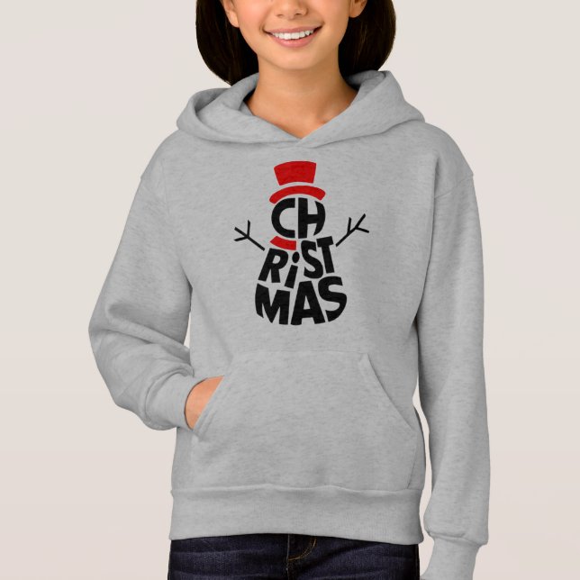 Christmas Snowman Word Art  Hoodie (Front)