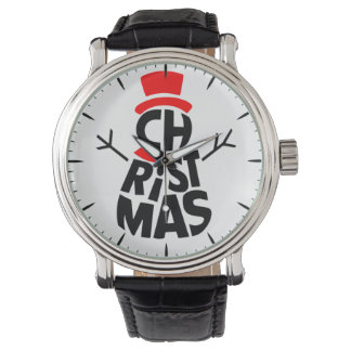 Christmas Snowman Word Art Watch