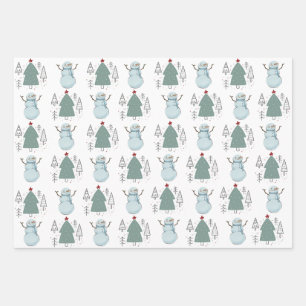 Christmas Snowman Wrapping Paper Sheets
