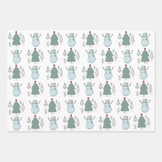 Christmas Snowman Wrapping Paper Sheets