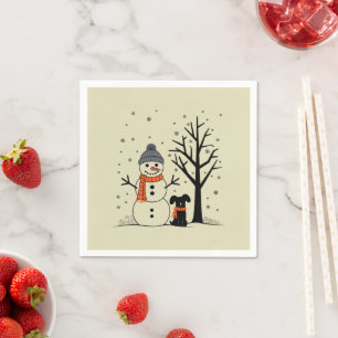Christmas Snowman Xmas Dog Winter Napkins