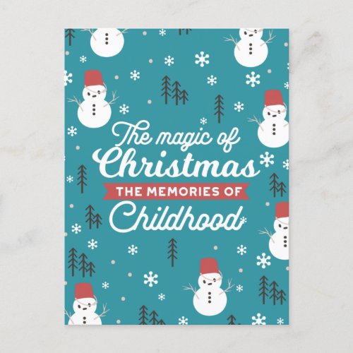 Christmas Snowmen and Cherished Memories Quote Postcard