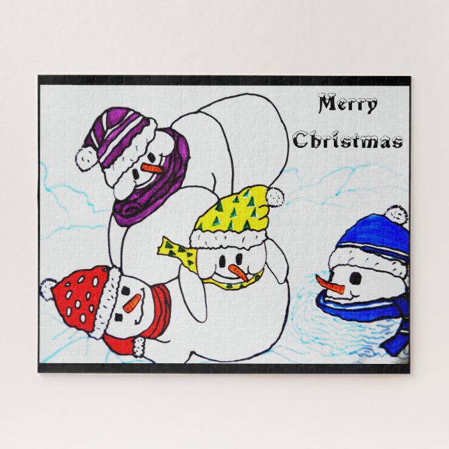 CHRISTMAS SNOWMEN AT PLAY JIGSAW PUZZLE (Horizontal)