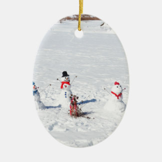 Christmas Snowmen Ceramic Ornament