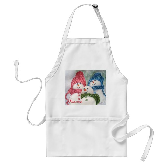 CHRISTMAS SNOWMEN FAMILY ADULT APRON (Front)