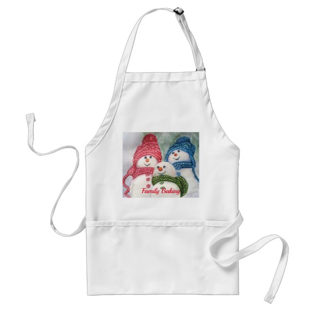 CHRISTMAS SNOWMEN FAMILY ADULT APRON (Front)