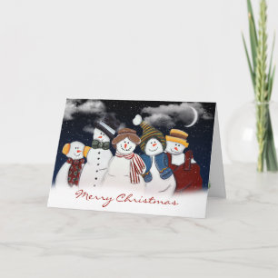 Christmas Snowmen In Snowflakes Card