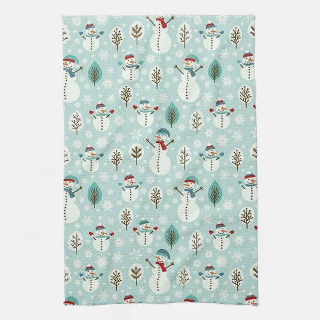 Christmas Snowmen Kitchen Towel (Vertical)