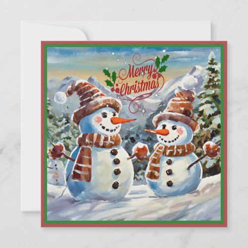 Christmas Snowmen Merry Christmas Holiday Card