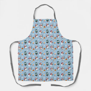 Christmas Snowmen On Ice Holiday Pattern Apron