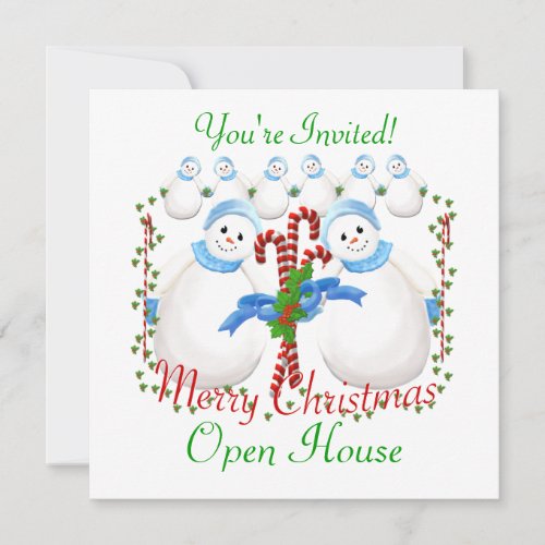 Christmas Snowmen Open House Invitation
