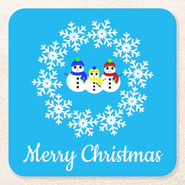 Christmas Snowmen Paper Coasters (Front)