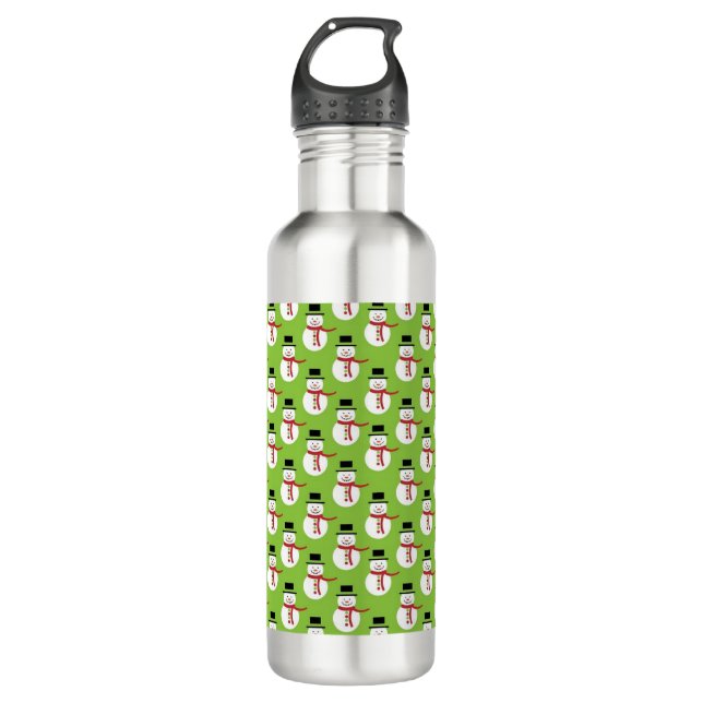 Christmas Snowmen Pattern Stainless Steel Water Bottle (Front)