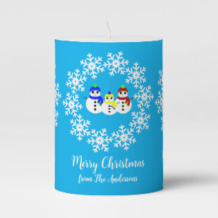 Christmas Snowmen Pillar Candle