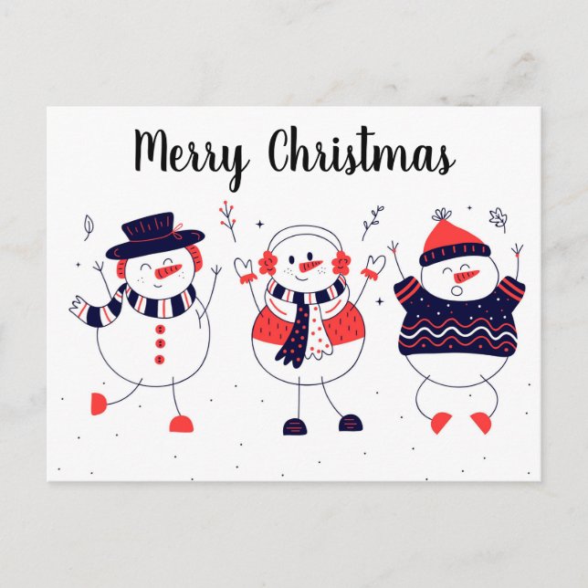 Christmas Snowmen Postcard (Front)