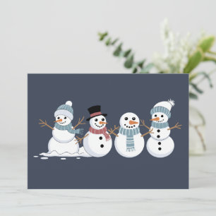 Christmas Snowmen Row Xmas Winter Holiday Season Card