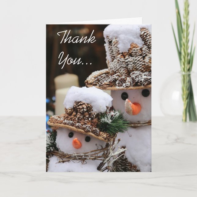 Christmas Snowmen Thank You Card (Front)